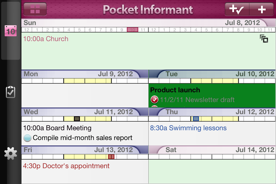 Pocket Informant Go! iPhone Landscape Calendar Pocket Informant