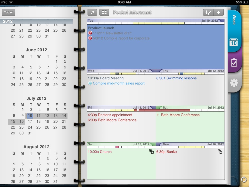 Pocket Informant Go iPad Landscape Calendar Pocket Informant