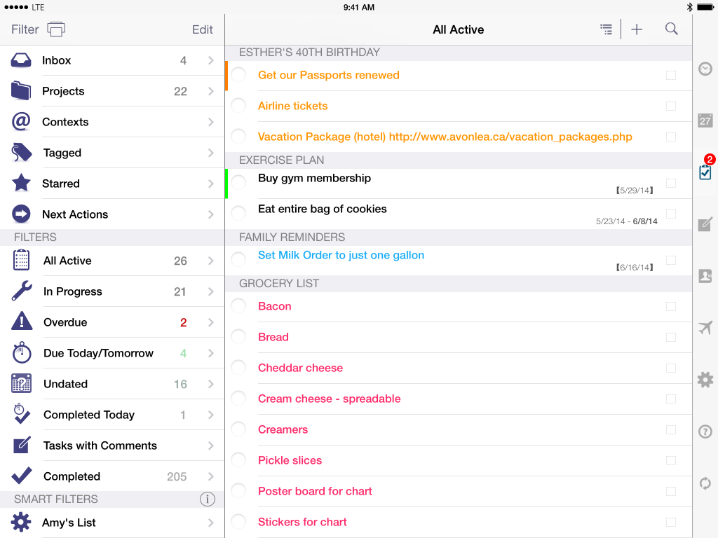 Tasks iPad Landscape Pocket Informant