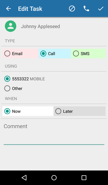 Task with phone number
