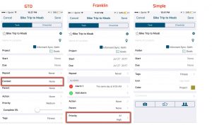 GTD vs Franklin Detail screen