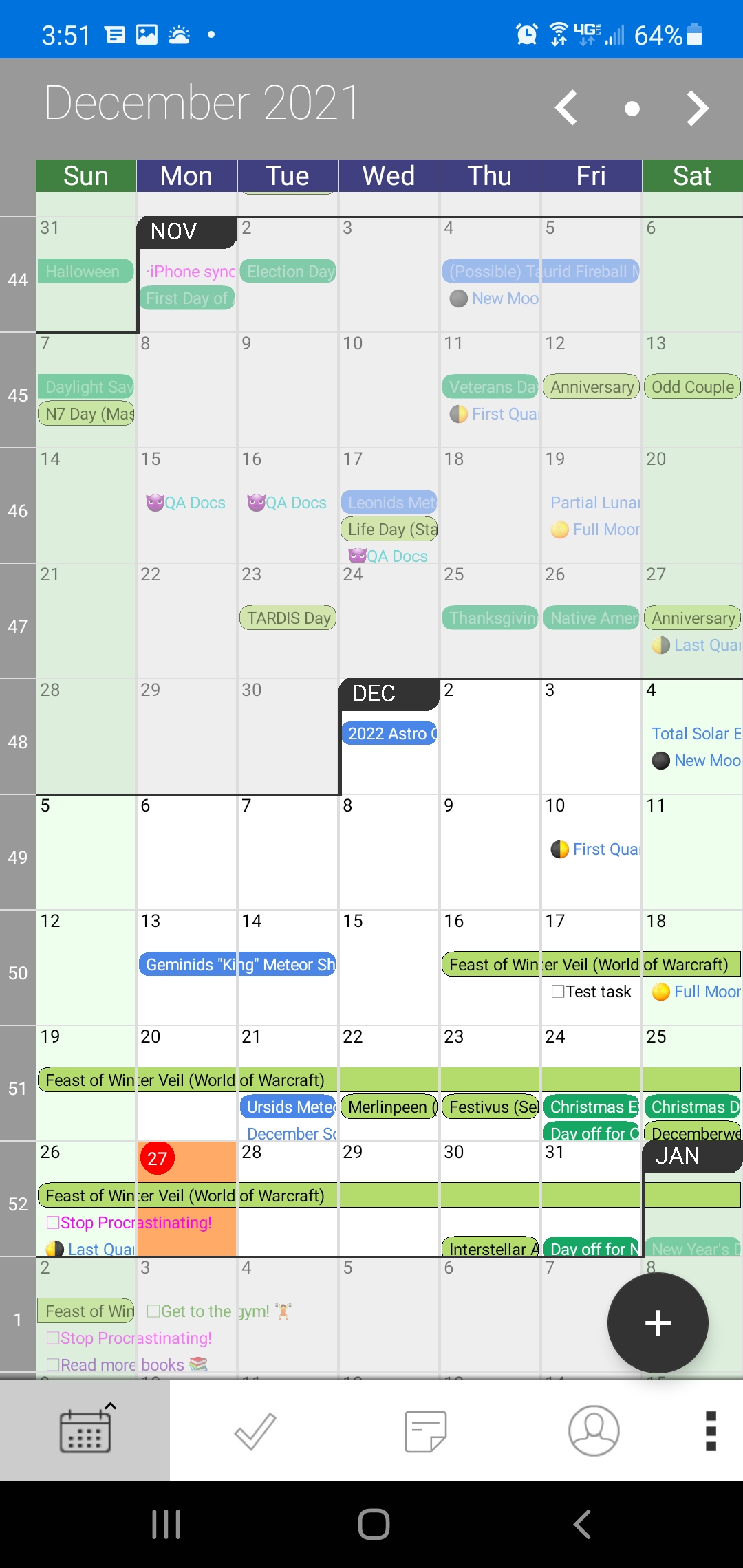 Subscribed Calendars Pocket Informant