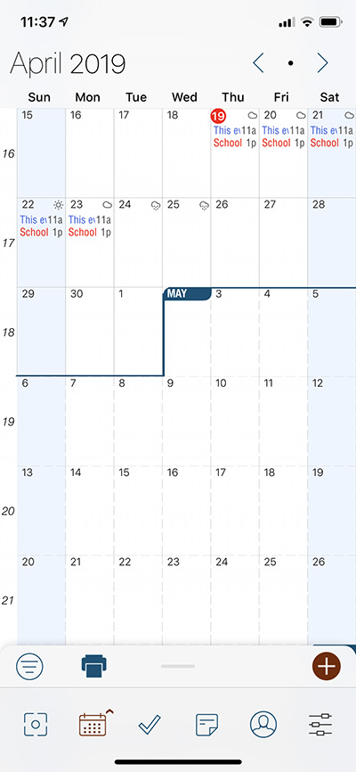 Multiple calendars can be viewed