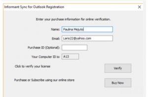 Pocket Informant Registration Screen Pocket Informant Registration Screen