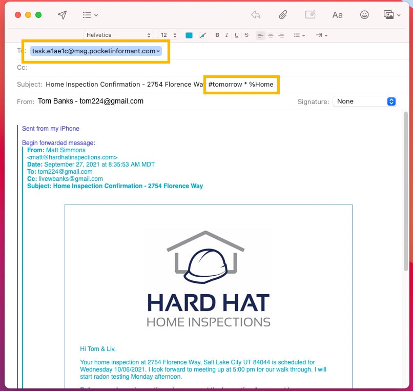 Email Task to screenshot